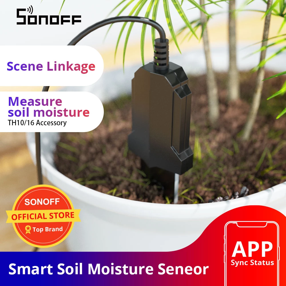 SONOFF MS01 WiFi Smart Garden Soil Moisture Sensor IP55 Waterproof Soil ...